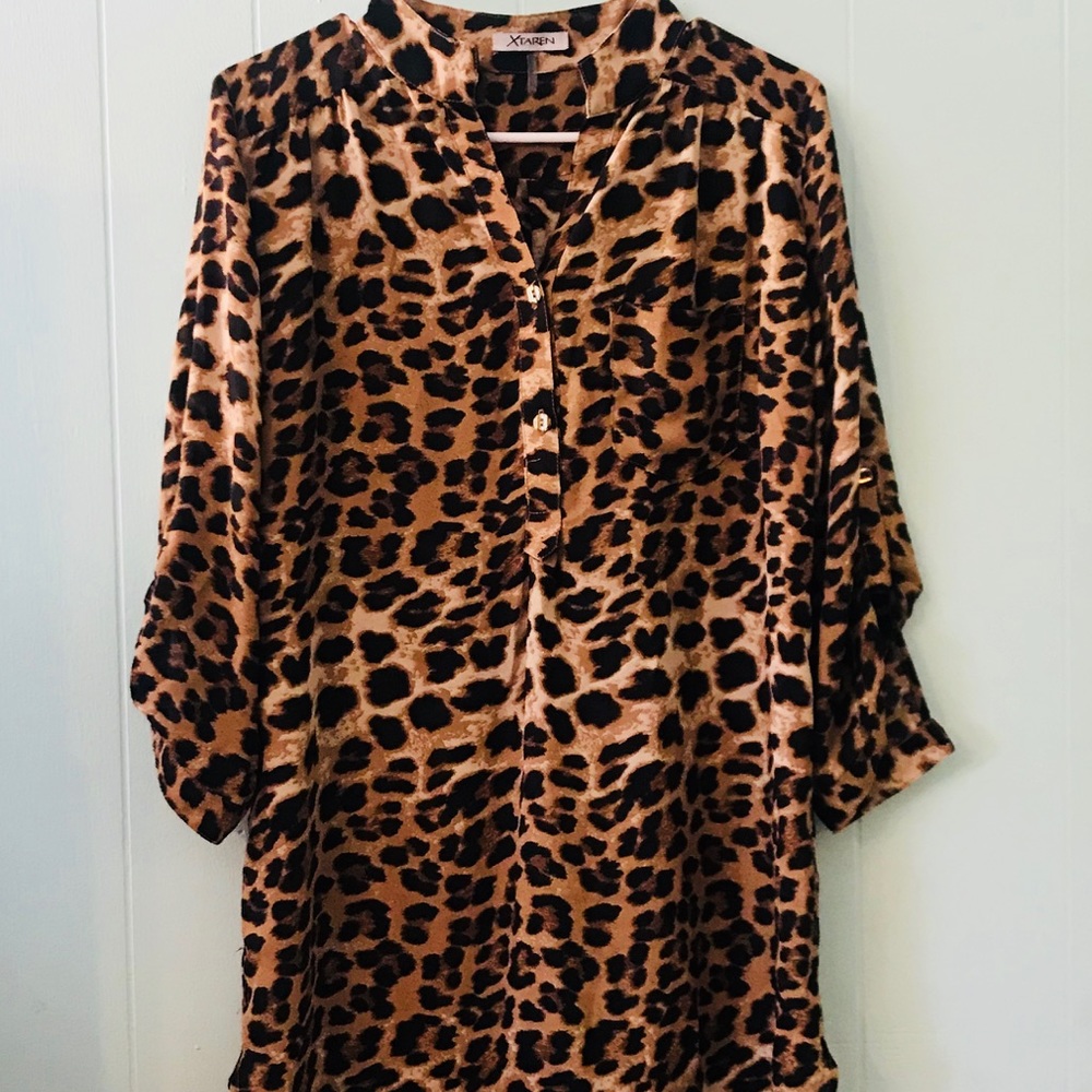 Cheetah print blouse tunic